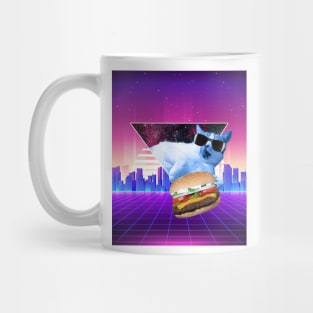 Aesthetic Synthwave Cat Burger Mug